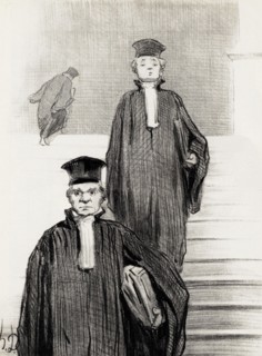 Main Stair case of the Palace of Justice, 1848.  Creator: Daumier, Honoré (1808-1879).