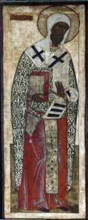 Saint Leontius of Rostov, 16th century. Creator: Russian icon.