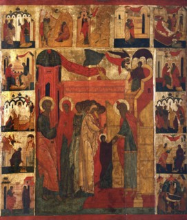 The Entry of the Most Holy Theotokos into the Temple, 16th century.  Creator: Russian icon.