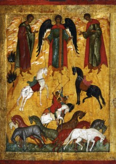 The Miracle of Florus and Laurus, early 16th century.  Creator: Russian icon.
