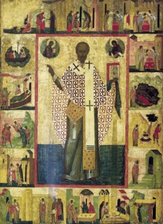 Saint Nicholas of Zaraisk with Scenes from His Life, early 16th century.  Creator: Russian icon.