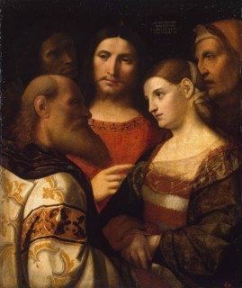 Christ and the Woman Taken in Adultery', 1510. Creator: Palma il Vecchio, Jacopo, the Elder (1480-1528).