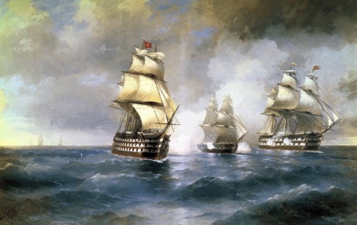 Brig "Mercury" Attacked by Two Turkish Ships on May 14th, 1829', 1892.  Creator: Aivazovsky, Ivan Konstantinovich (1817-1900).
