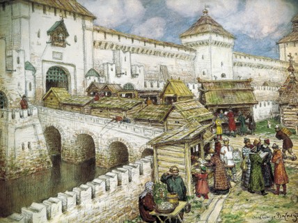 Bookshops on the Christ the Saviour Bridge, 1916.  Creator: Vasnetsov, Appolinari Mikhaylovich (1856-1933).