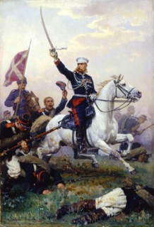Russian General Mikhail Skobelev on horseback, (1883). Artist: Nikolai Dmitrievich Dmitriev-Orenburgsky