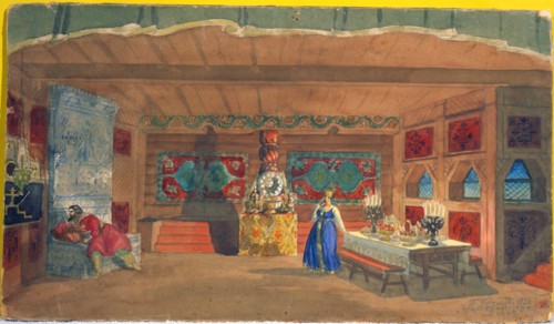 Stage design for the opera 'The Tsar's Bride' by Nikolai Rimsky-Korsakov, 1920. Artist: Boris Mikhajlovich Kustodiev