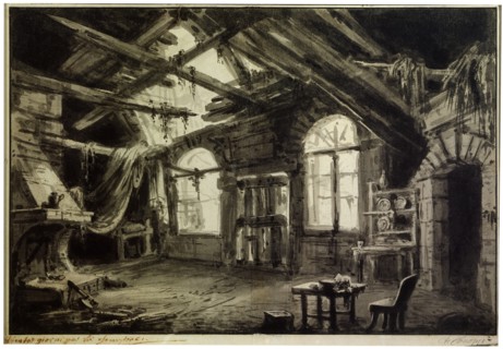 Stage design for the play 'The Gambler's Life', by V Ducange, 1828.  Artist: Antonio Canoppi