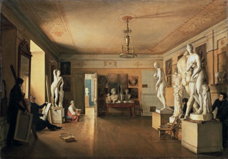 'Atelier of the Artist Alexei Venetsianov in St Petersburg', 1827.  Artist: Alexander Alexeyev