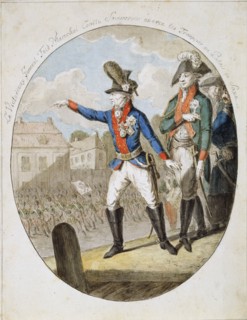 Russian Field Marshal Alexander Suvorov inspecting troops, c1794. Artist: Anon