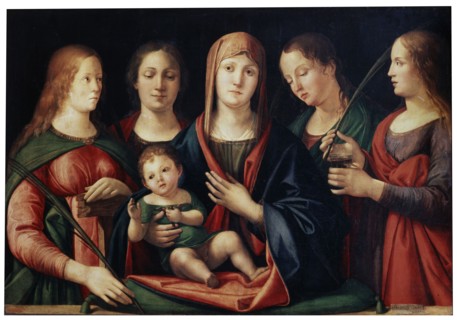 'Madonna and Child with Mary Magdalen, Saint Catherine and two Saints', 1504. Artist: Alvise Vivarini
