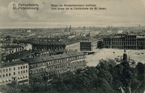 View of the Hotel Astoria from the Saint Isaac's Cathedral in St. Petersburg, 1910s.