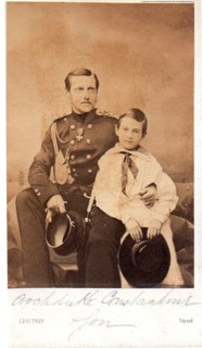 Portrait of Grand Duke Constantin Nikolaevich of Russia (1827-1892) with son Nicholas Constantinovich (1850?1918), c. 1858.
