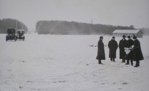Ryabushinsky brothers inspecting building site for the AMO Factory, 1915.