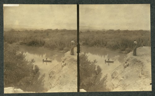 The Jordan River from the heights of Moab  (Stereograph), 1911.