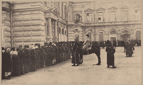 A Russian Bread Line Guarded by the Imperial Police. March 1917, 1917.
