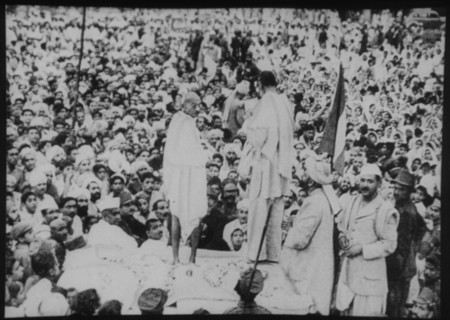 Mohandas Gandhi with Abdul Ghaffar Khan at Peshawar, 1938.