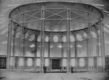 The World First Membrane roof and steel gridshell in the Rotunda by Vladimir Shukhov, Nizhny Novgorod, 1896.