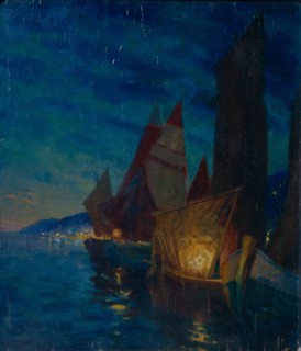 Sails at Night. Artist: Gaush, Alexander Fyodorovich (1873-1947)