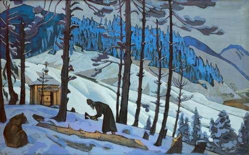 Saint Sergius the Builder, 1925. Artist: Roerich, Nicholas (1874-1947)