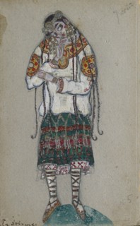 The Girl. Costume design for the ballet The Rite of Spring (Le Sacre du Printemps) by I. Stravinsky, 1912. Artist: Roerich, Nicholas (1874-1947)