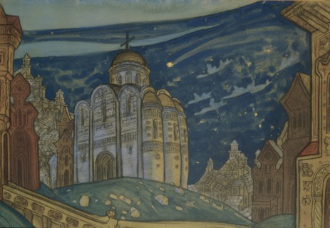 Putivl. Stage design for the opera Prince Igor by A. Borodin, 1914. Artist: Roerich, Nicholas (1874-1947)
