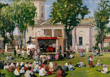 The Cooperation Day in a village, 1926. Artist: Tcheptsov, Yefim Mikhailovich (1875-1950)