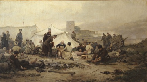 Dressing station, 1893. Artist: Vladimirov, Ivan Alexeyevich (1869-1947)