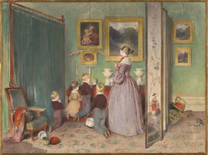 The Evening Prayer (Archduchess Sophie with children), 1839. Artist: Fendi, Peter (1796-1842)