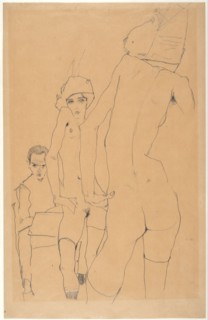 Schiele with Nude Model before the Mirror, 1910. Artist: Schiele, Egon (1890?1918)