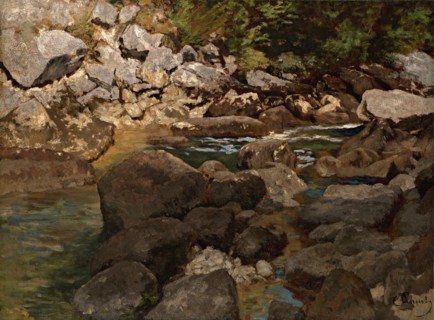 Mountain Stream with Boulders, 1888-1889. Artist: Schuch, Carl (1846-1903)