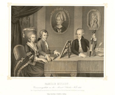 Family Mozart. Artist: Croce, Johann Nepomuk, della (1736-1819)