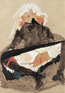 Girl in Black Dress with her Legs Spread, 1910. Artist: Schiele, Egon (1890?1918)