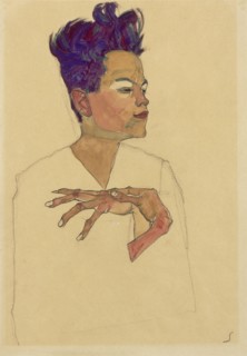 Self-Portrait with Hands on Chest, 1910. Artist: Schiele, Egon (1890?1918)