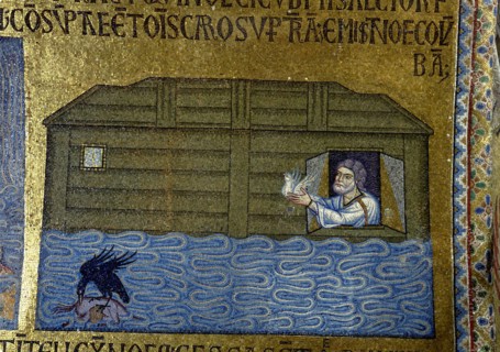 Story of Noah: Noah sending the raven and the first dove (Detail of Interior Mosaics in the St. Mark's Basilica), 11th century. Artist: Byzantine Master