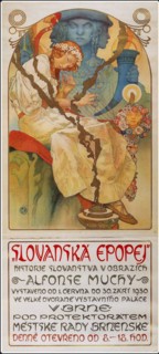 Poster for the exhibition The Slav Epic (Slovanská epopej), 1928. Artist: Mucha, Alfons Marie (1860-1939)