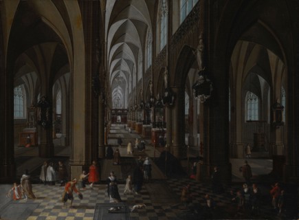 Interior of Antwerp Cathedral, 1651. Artist: Neeffs, Pieter, the Elder (1578-1661)