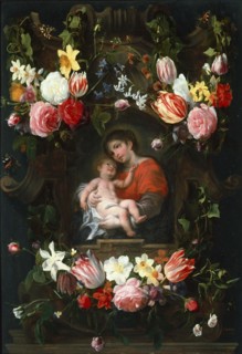 Garland of Flowers with Madonna and Child, First third of 17th cen.. Artist: Seghers, Daniel (1590-1661)