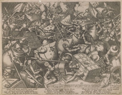 Fight of the Money-Bags and the Coffers, c. 1560. Artist: Heyden, Pieter, van der (1538-1572)