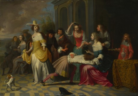 Ladies and Gentlemen playing La Main Chaude, c. 1655-1665. Artist: Janssens, Hieronymus, (Workshop)