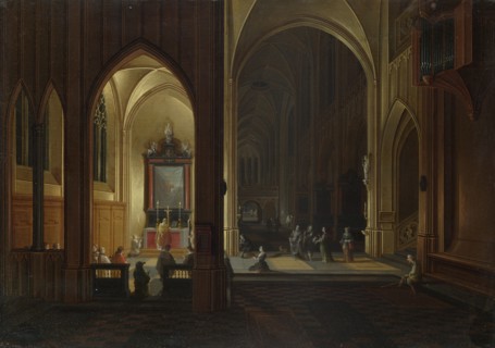 An Evening Service in a Church, 1649. Artist: Neeffs, Pieter, the Elder (1578-1661)