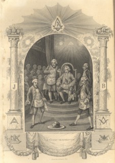 The French Freemasons ceremony, 1844. Artist: Anonymous