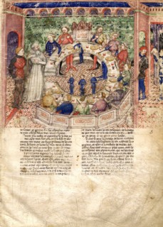 The Knights of the Round (Miniature from La Quête du Saint Graal et la Mort d'Arthus), ca 1220. Artist: Anonymous master