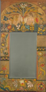 Mirror frame decorated with plants, flowers and two women figures, 1908. Artist: Bernard, Émile (1868-1941)