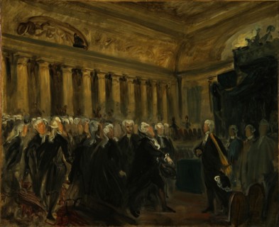 Mirabeau Confronts the Marquis de Dreux-Brézé (Sketch), 1831. Artist: Delacroix, Eugène (1798-1863)