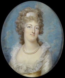 Portrait of Queen Marie Antoinette with a Pearl Necklace, 1792. Artist: Dumont, François (1751-1831)
