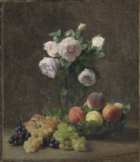 Vase de roses, pêches et raisins, 1894. Artist: Fantin-Latour, Henri (1836-1904)