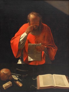 Saint Jerome reading (Copy), ca 1636. Artist: La Tour, Georges, de (1583-1652)
