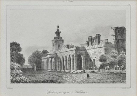 View of the Gothic Gallery in the Wilanów Palace, 1840. Artist: Lemaître, Augustin François (1792-1870)
