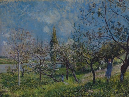 Orchard in Spring, By, 1881. Artist: Sisley, Alfred (1839-1899)