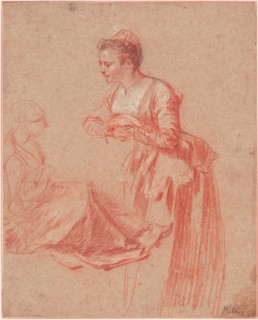Two Figure Studies of a Young Woman, c. 1716. Artist: Watteau, Jean Antoine (1684-1721)